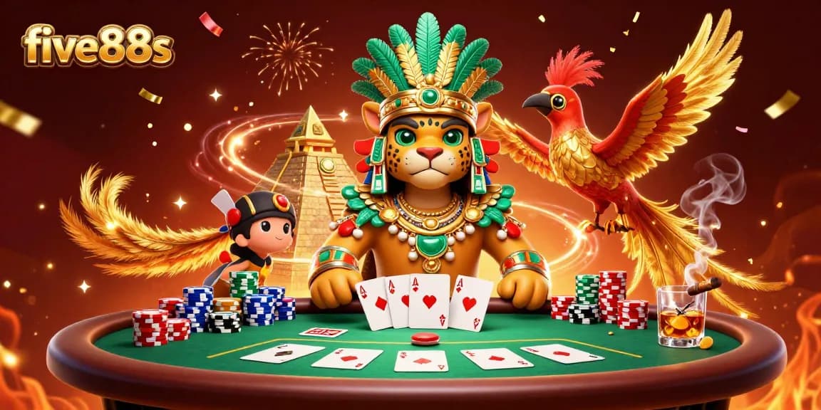 Experience exciting gaming at five88s with poker tables and shimmering casino elements.