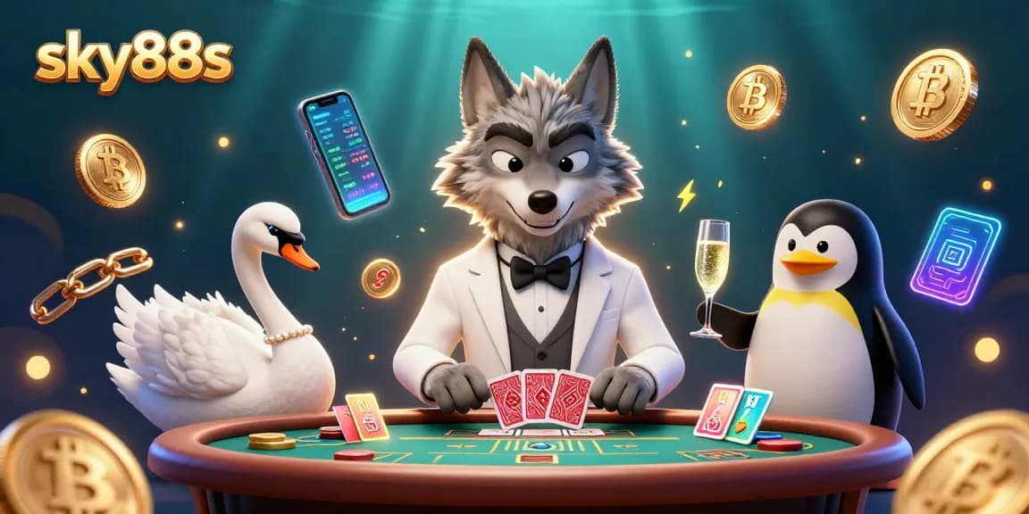 Engage in thrilling gaming at sky88s with a classy wolf, swan dealer, and penguin sommelier.