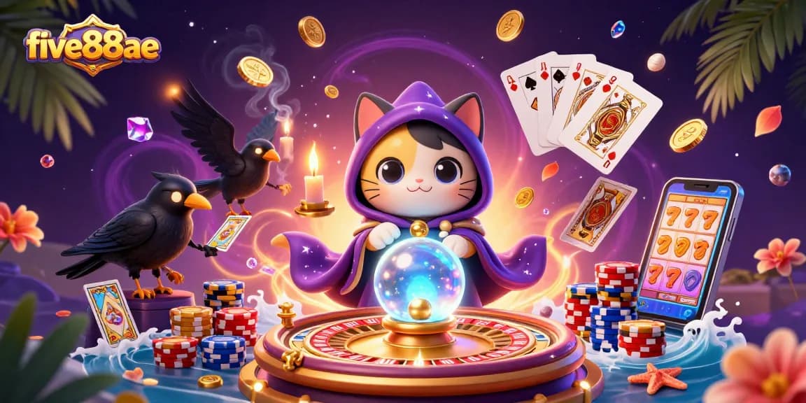 Experience the excitement at five88ae with vibrant casino characters surrounded by dazzling Slot elements.