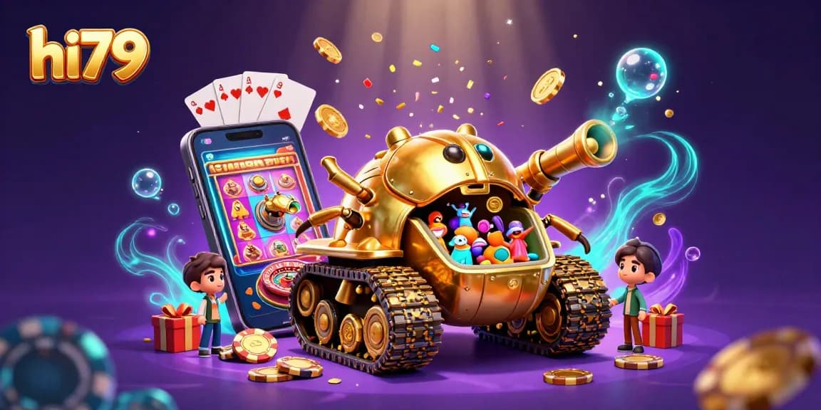 Experience thrilling gaming at hi79 with a lively 3D casino scene showcasing vibrant games and action.