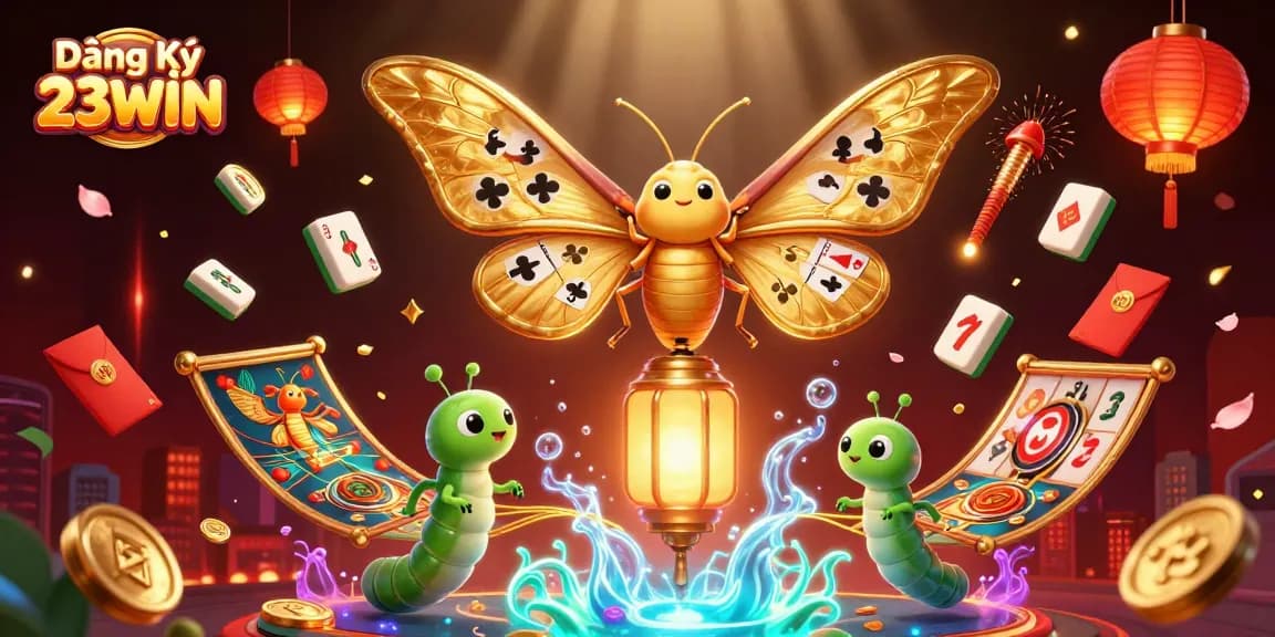 Engage in Đăng Ký 23WIN with a vibrant 3D illustration of casino-themed elements and characters.