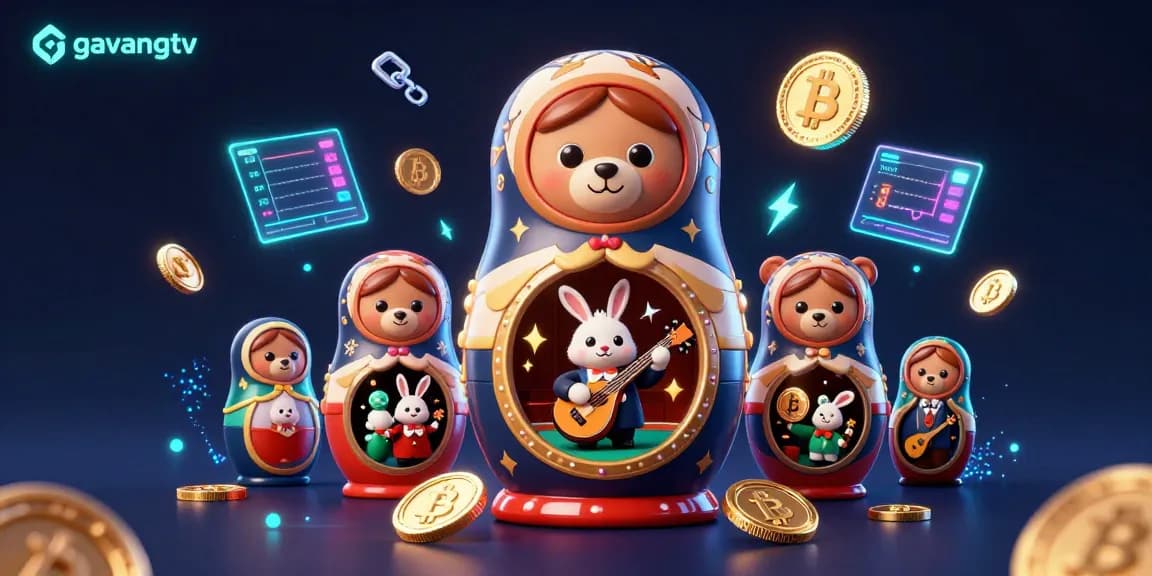 Engage with gavangtv's vibrant gaming scene featuring cartoon bears, crypto elements, and dealer outfits.