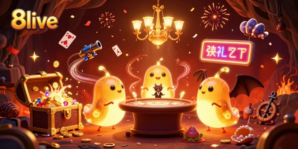 Engage with 8live for exhilarating casino excitement featuring glowworms and a bat dealer.