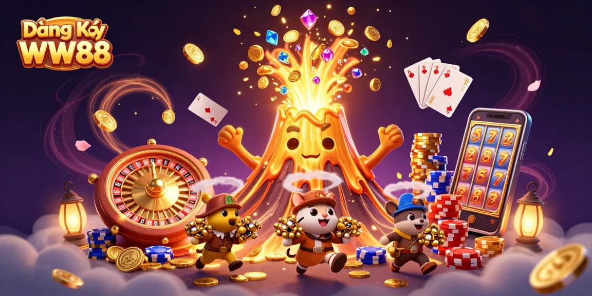 Engage in fun gameplay at Đăng Ký WW88, where treasures overflow from a triumphant volcanic eruption!