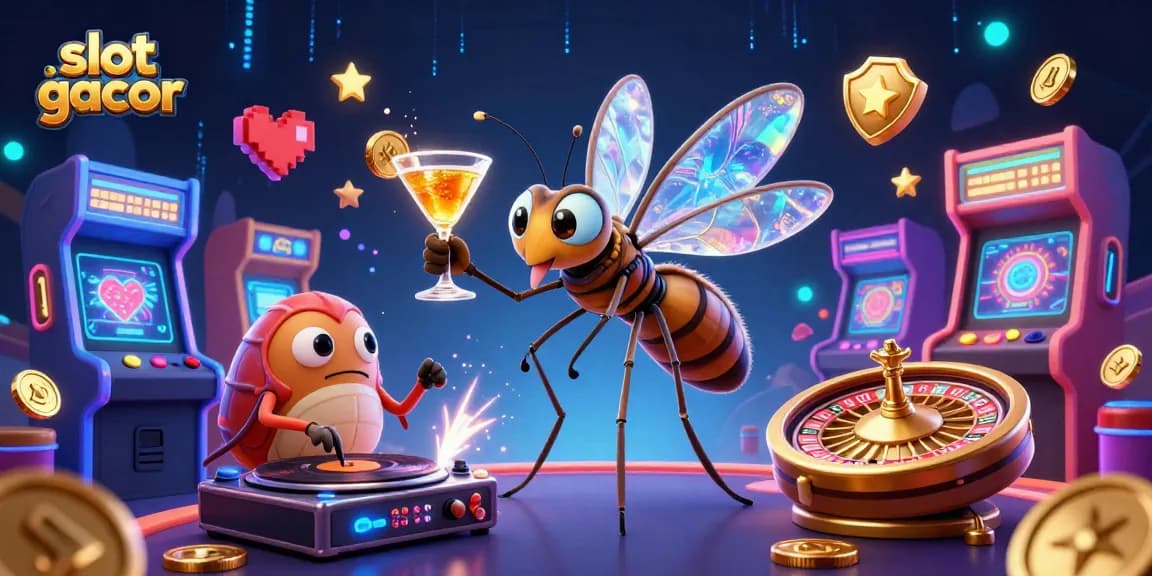 Experience the excitement of slot gacor with a vibrant 3D illustration featuring iconic casino elements.
