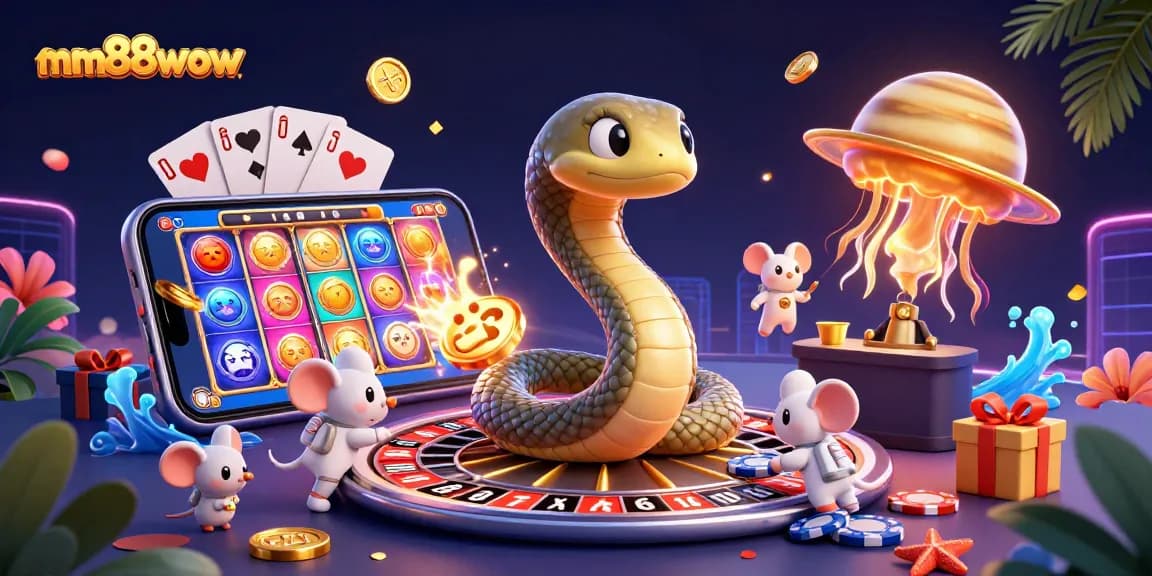 Spin the reels of mm88wow with thrilling games under a cosmic casino scene!