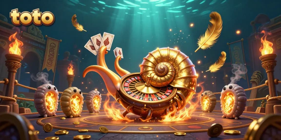 Engage in thrilling toto gaming with a luminous nautilus roulette wheel and vibrant casino elements.