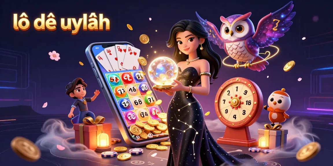 Experience exciting online lotteries with lô đề uy tín, featuring vibrant game elements and a captivating mystical scene.