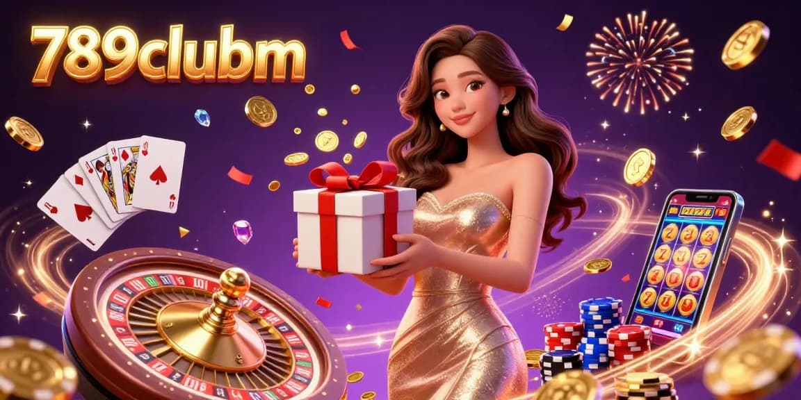 Experience excitement at 789clubm with a vibrant casino scene celebrating wins and festive energy.