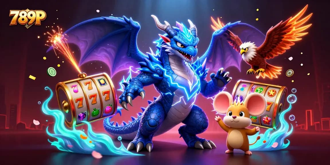 Spin the reels to win big at 789P, showcasing a vibrant 3D casino scene with dynamic characters.