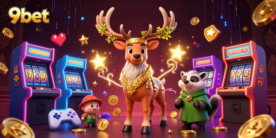 Experience the excitement of 9bet with this vibrant 3D illustration showcasing casino gaming elements.