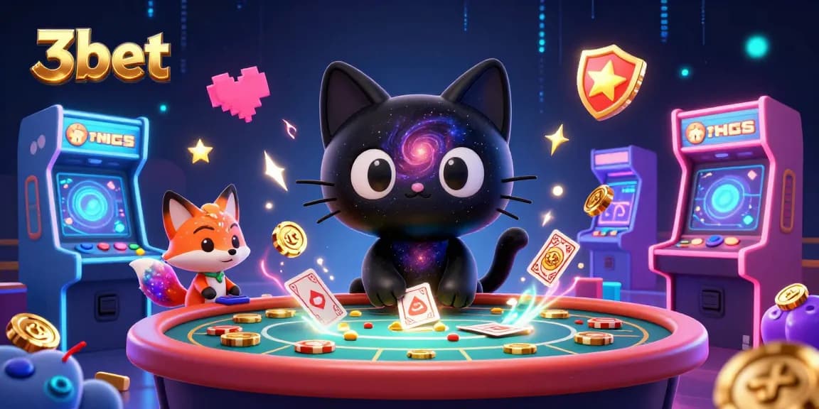 Engage with the thrilling 3bet experience at a cosmic casino with colorful gaming elements.