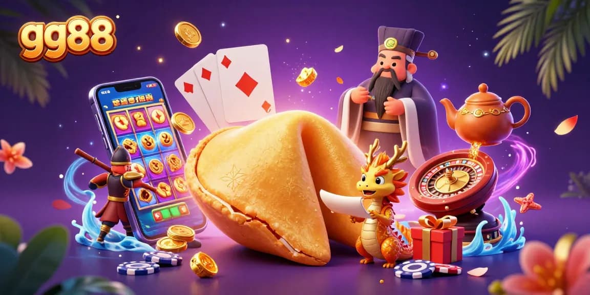 Experience thrilling excitement with gg88's captivating 3D casino illustration featuring golden fortunes and dynamic gaming elements.