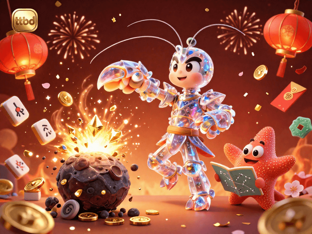 Engage with ttbd as a vibrant galactic samurai mantis shrimp brings casino-themed elements alive in an explosive scene.