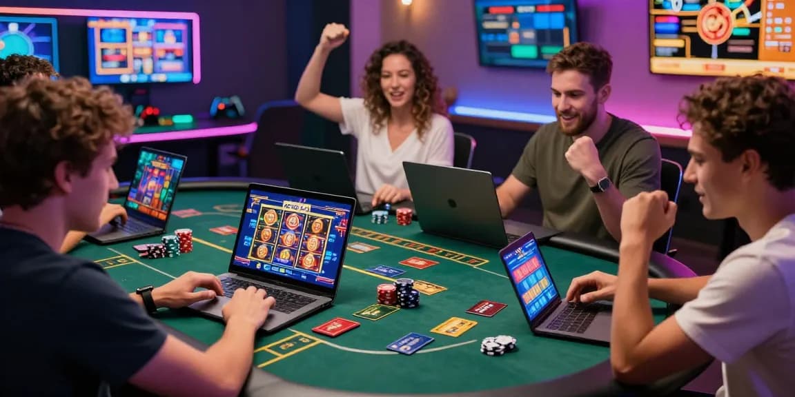 Players enjoying credit card games at online casinos showcasing https://transact.org.uk with vibrant graphics and a lively atmosphere.