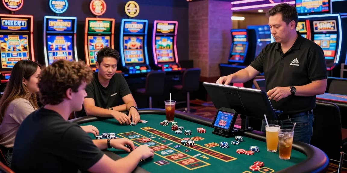 Engaged players at credit card casinos enjoying vibrant gaming excitement and modern technology.