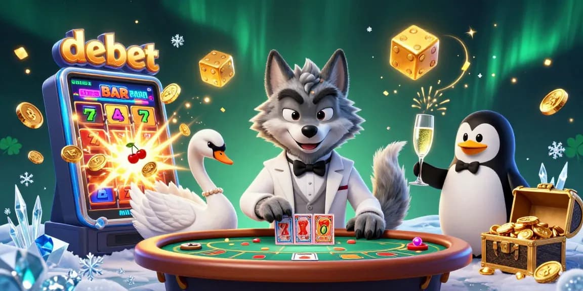 Experience the thrill of debet betting with a lively casino scene featuring interactive characters and vibrant elements.
