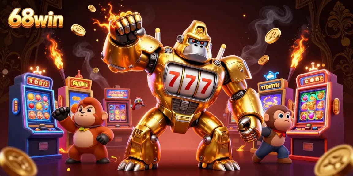 Experience exciting jackpots and spinning reels in the dynamic 68win illustration highlighting thrilling casino gaming.