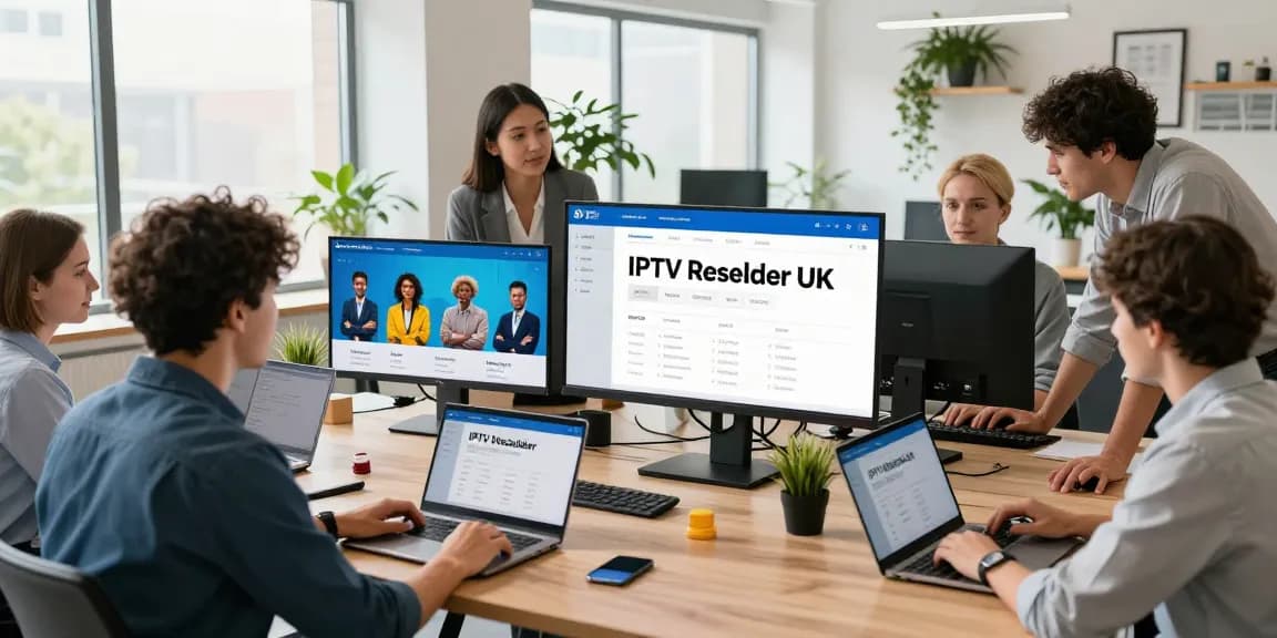 IPTV Reseller UK professionals collaborating in an office, showcasing community service.