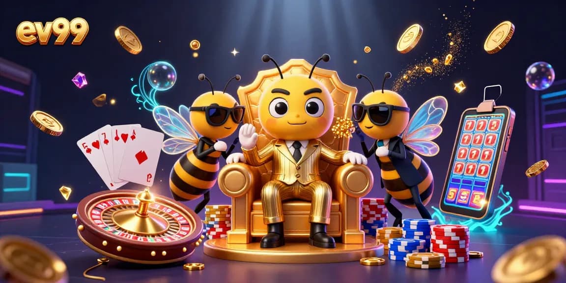 Experience thrilling gameplay at ev99 with a 3D mob boss surrounded by casino elements.