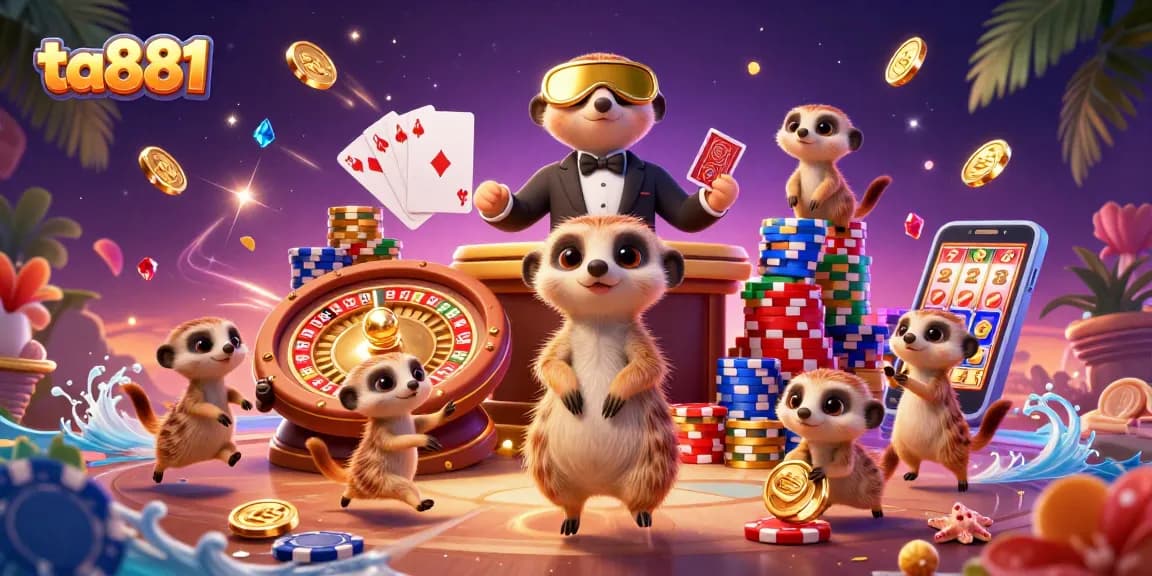 Join the fun at ta881, where meerkats manage a vibrant casino with spinning roulette and sparkling gems.