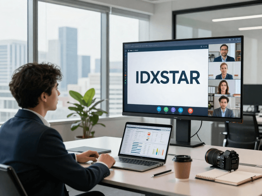 Professional team discussing IDXSTAR strategies in a modern office setting.