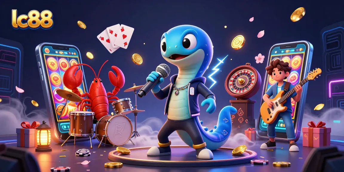 Experience lc88 with a vibrant underwater casino scene featuring an electric eel DJ, with dynamic game elements.