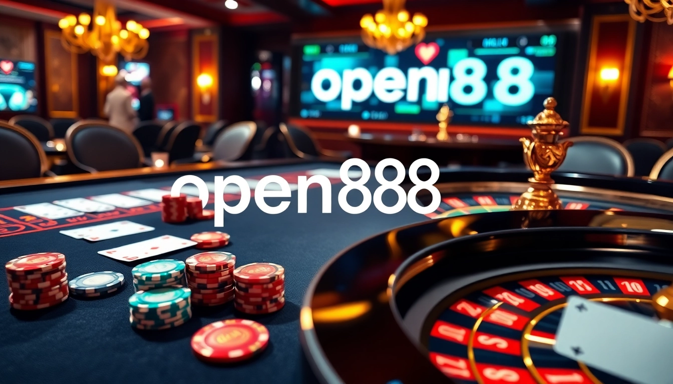 Engaging players at the sophisticated open88 casino table with vibrant poker chips and cards.