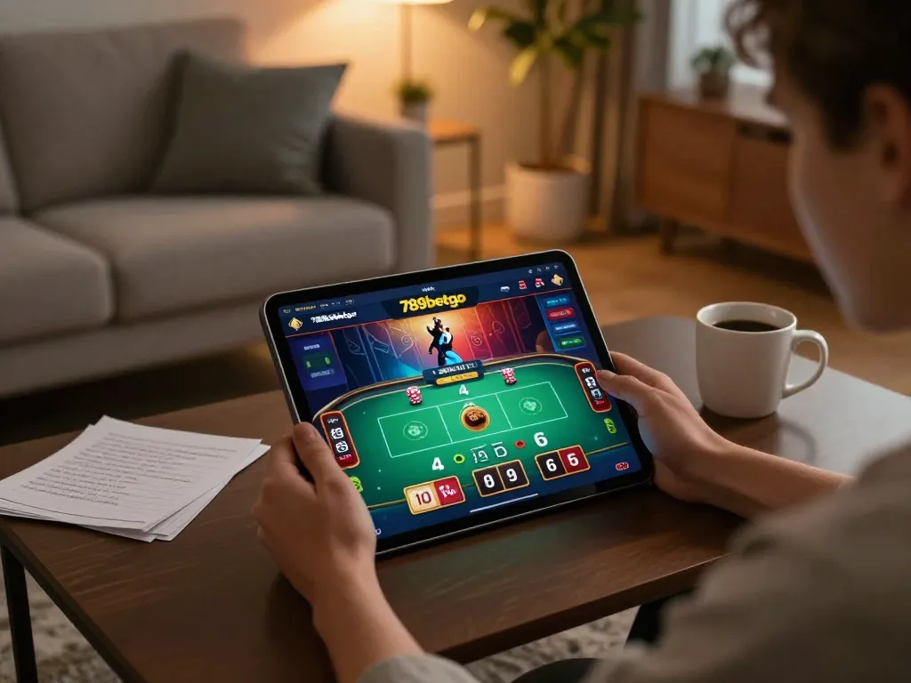 Engaging gameplay on the 789betgo app in a cozy living room setting.