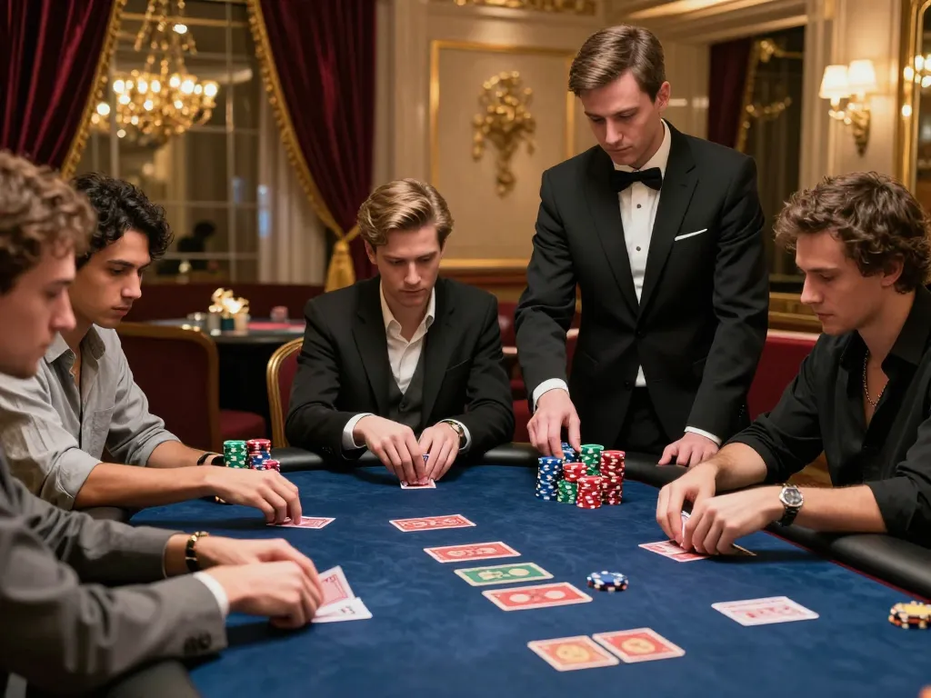 Experience thrilling poker gameplay at a high-end casino with fc88k in action, showcasing players in intense competition.