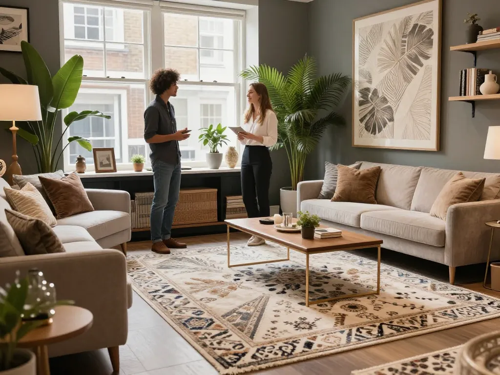 Discover luxury carpets London in a stylish showroom with vibrant textures and expert guidance.
