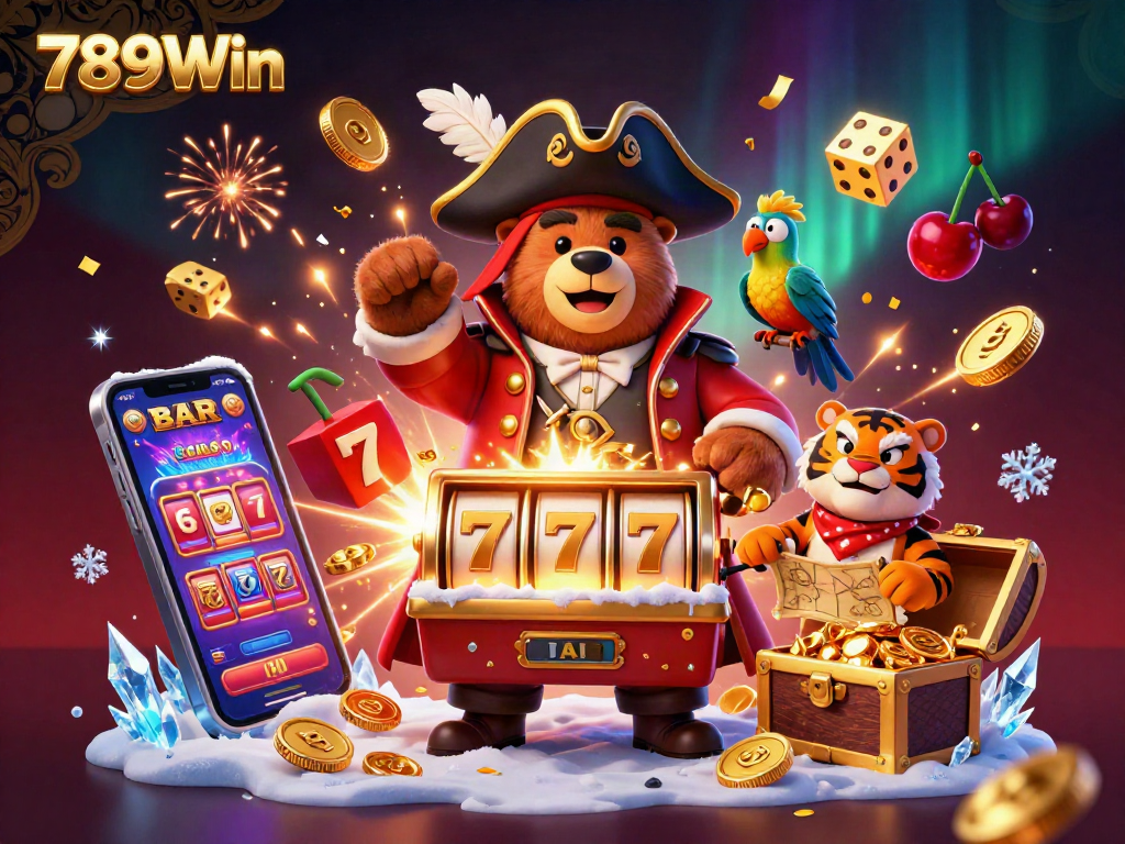 Experience the thrill of 789Win with colorful slot machines and vibrant casino elements.