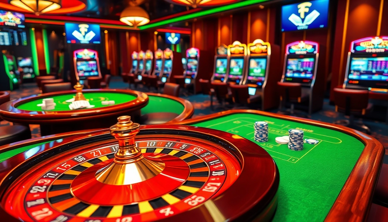 Experience the thrill of OPEN88 with lively casino tables and vibrant slot machines.
