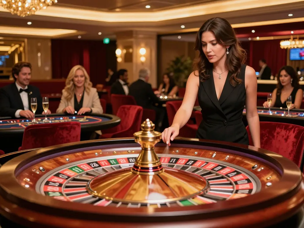 Players embracing excitement at LV88 roulette in upscale casino lounge.