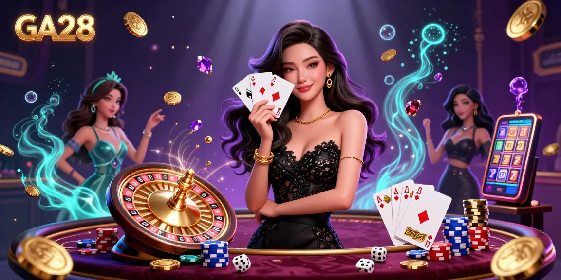 Experience the excitement of GA28 with vibrant casino elements in a thrilling 3D scene.