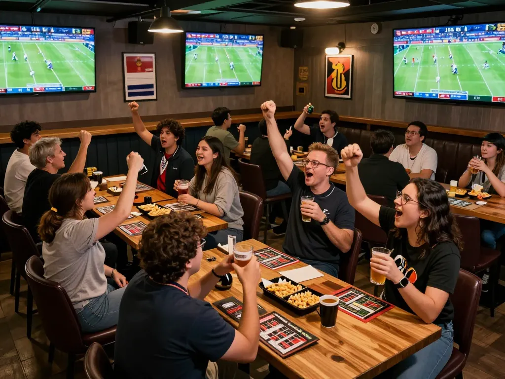 Bongdalu users cheering during a live football match, capturing the excitement of sports betting.