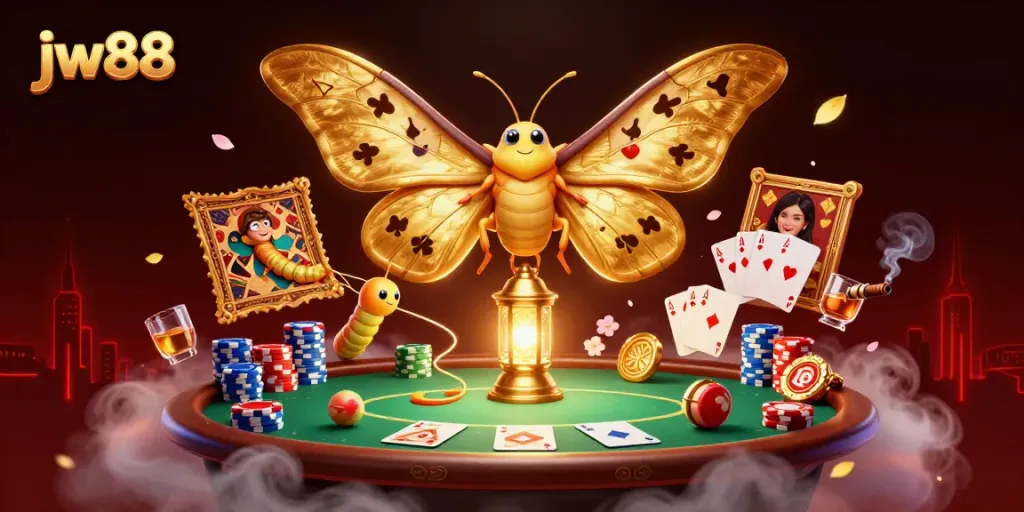Experience thrilling gameplay at jw88 with vibrant casino elements and enchanting characters in a detailed 3D illustration.