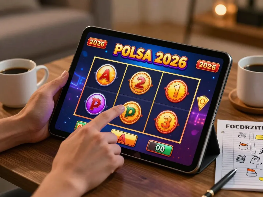 Engaging gameplay on slot pulsa 2026 displayed on a tablet in a cozy home setting.