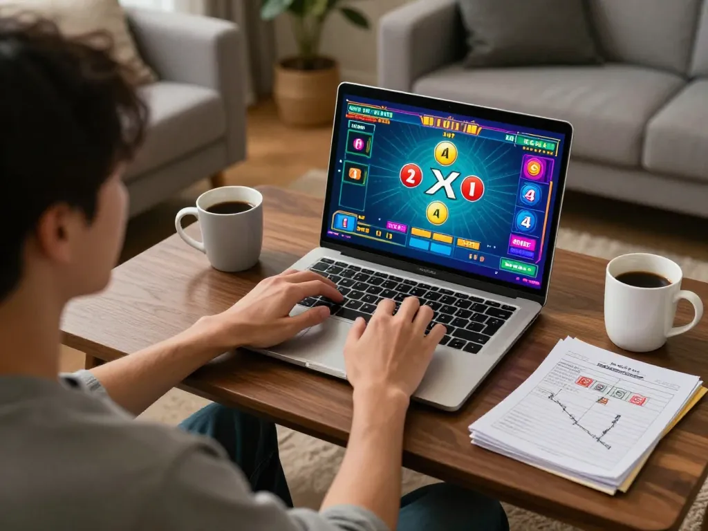 Tài xỉu online gameplay showcased on a laptop in a cozy home setting.