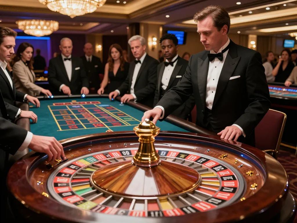 Sky88 roulette table showcasing players engaged in high-stakes bets with vibrant casino ambiance