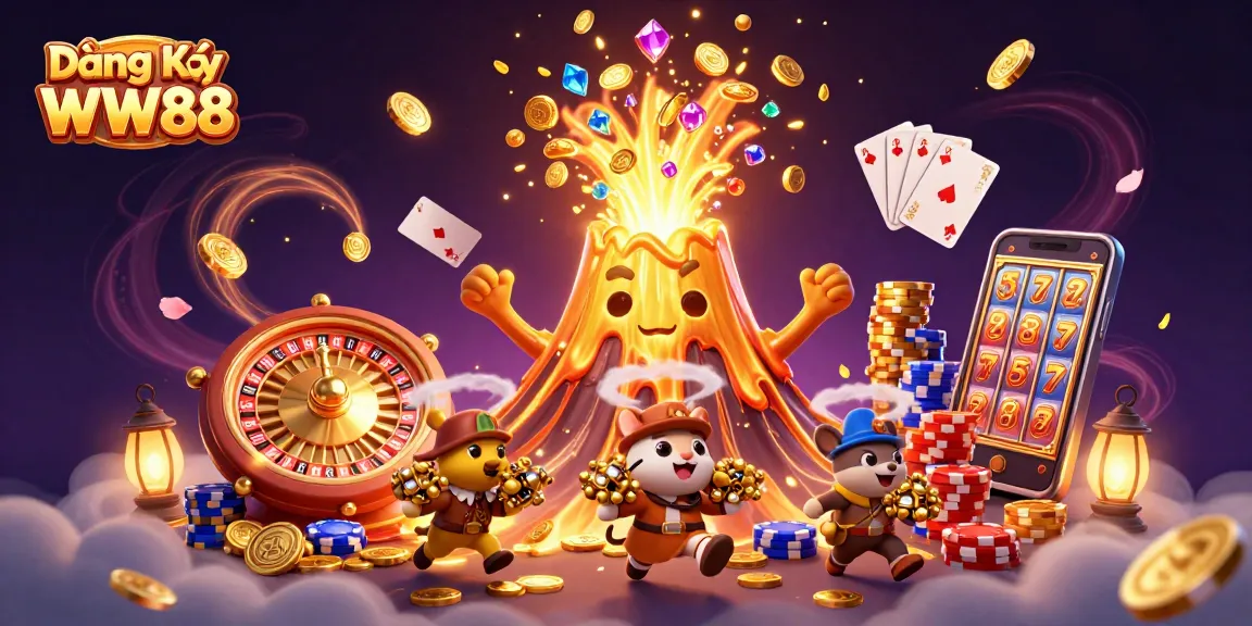Engage in fun gameplay at Đăng Ký WW88, where treasures overflow from a triumphant volcanic eruption!