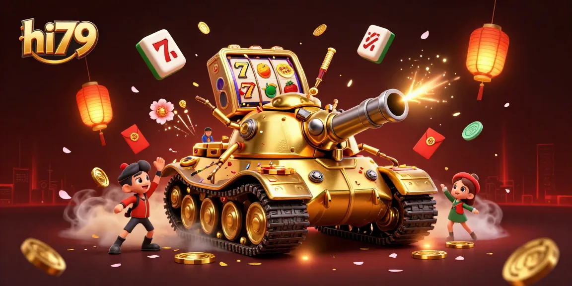 Engage with hi79 casino fun in a vibrant 3D scene filled with luck symbols and golden treasures.