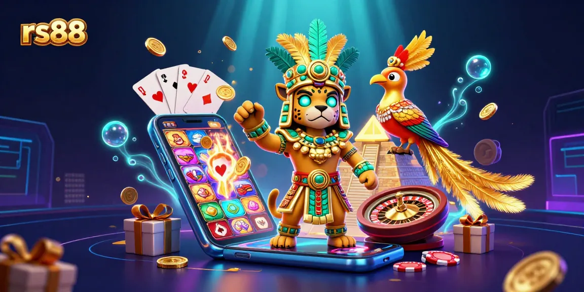 Engage with rs88 for thrilling slot gameplay, featuring dynamic casino elements and vibrant colors.