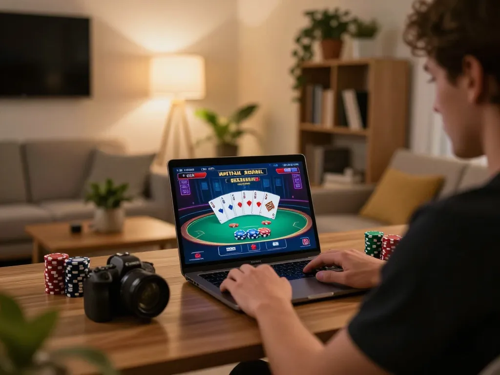 Engaging in online poker at https://vin88us.com/ with vibrant gameplay and cozy home atmosphere.