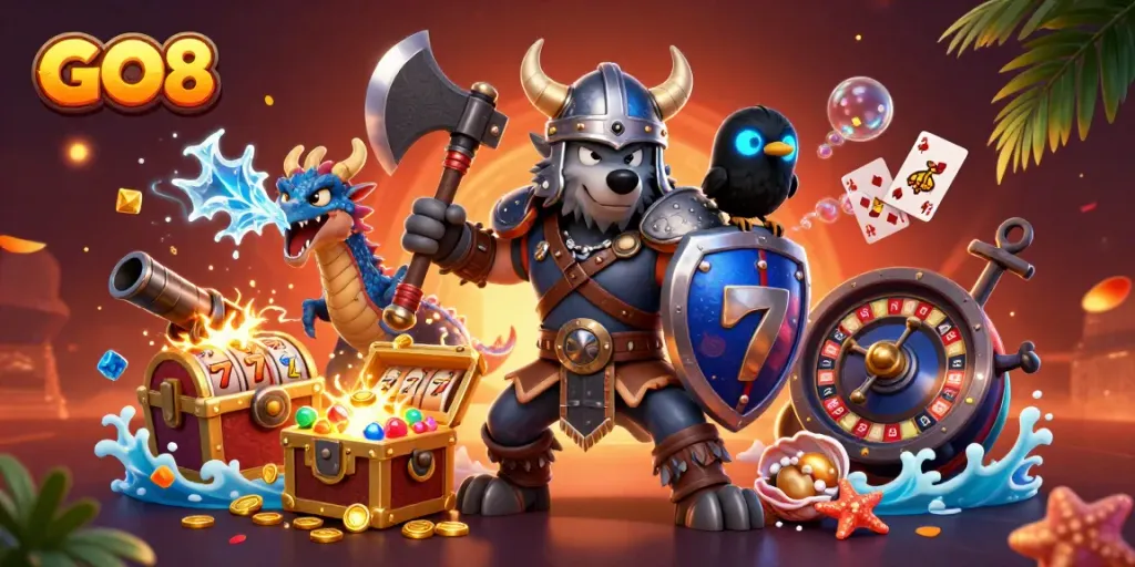 Experience massive wins with GO8 at the dynamic casino featuring vibrant characters and thrilling gameplay.