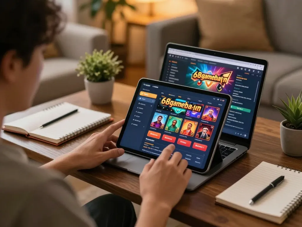 Experience thrilling gameplay on 68gamebaivn with an engaging at-home casino setup.