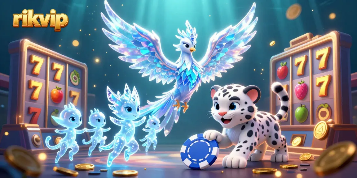 Experience exhilarating gameplay with rikvip's vibrant slots, showcasing dynamic spinning reels and charming characters.