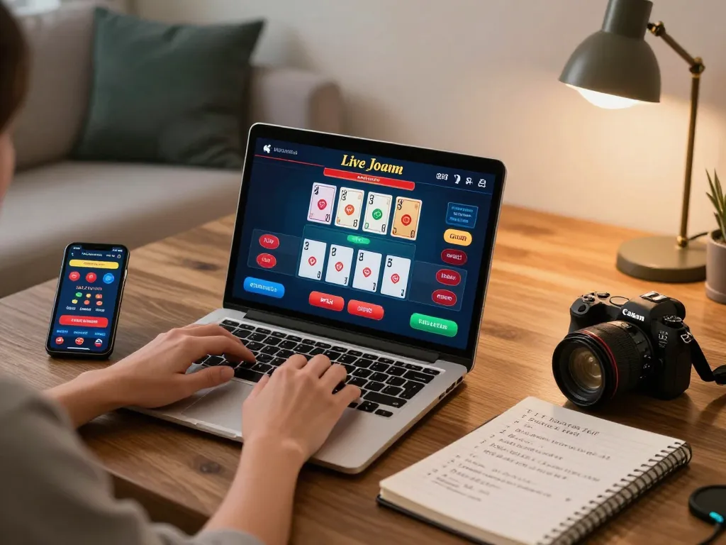 TG88 enhancing online blackjack experience with strategic gameplay on a laptop and mobile app.