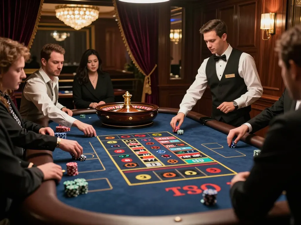 Players engaged in exciting live roulette gameplay at 789win casino, showcasing vibrant chips and strategic betting actions.