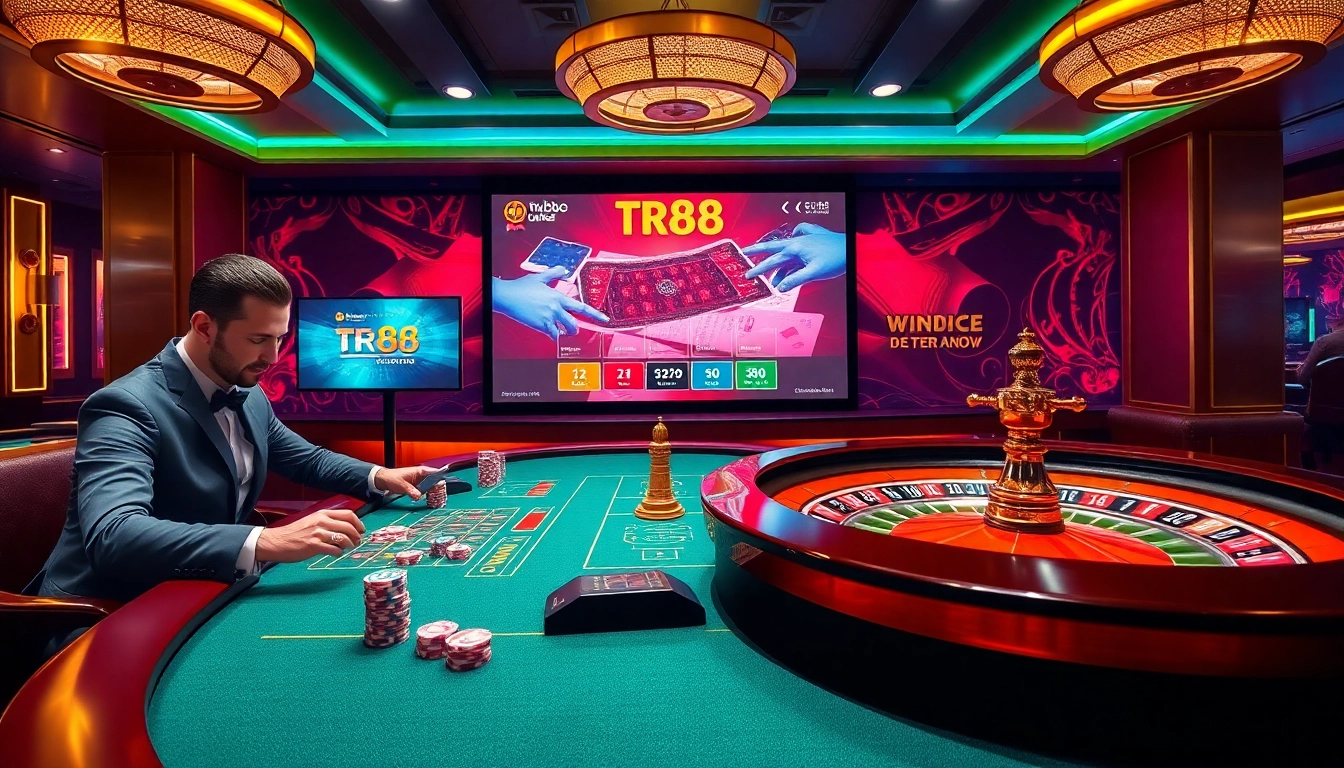 Experience thrilling gameplay at tr88 with vibrant casino tables and professional dealers.